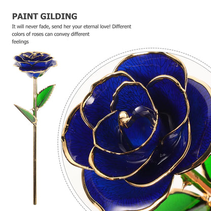 24K Gold Roses Plated Real Rose Gift with Souvenir Bag (Black)