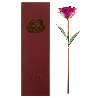 24K Gold Roses Plated Real Rose Gift with Souvenir Bag (Black)