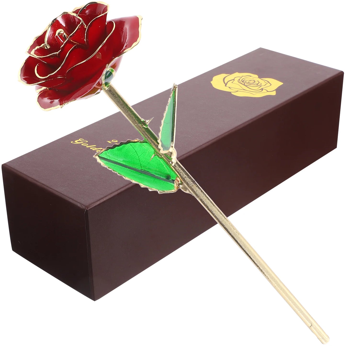24K Gold Roses Plated Real Rose Gift with Souvenir Bag (Black)