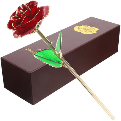 24K Gold Roses Plated Real Rose Gift with Souvenir Bag (Black)