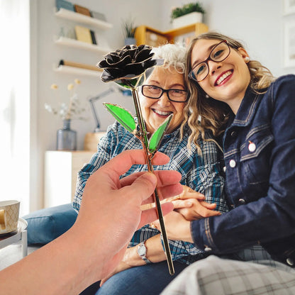 24K Gold Roses Plated Real Rose Gift with Souvenir Bag (Black)