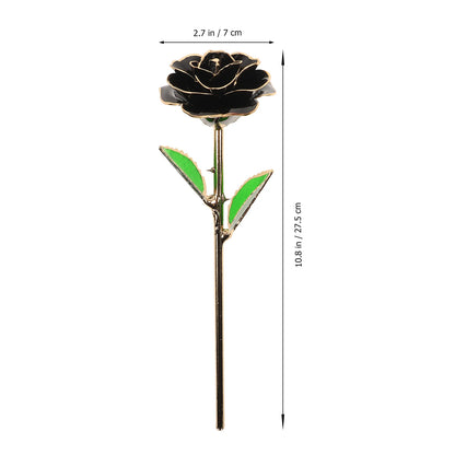 24K Gold Roses Plated Real Rose Gift with Souvenir Bag (Black)