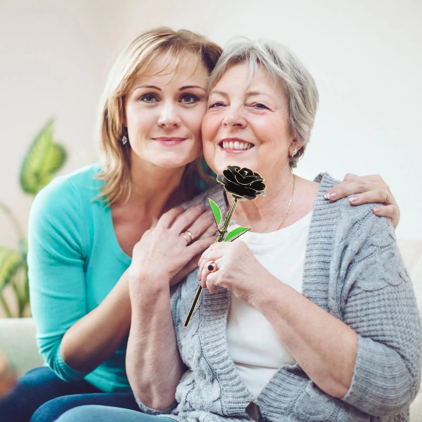 24K Gold Roses Plated Real Rose Gift with Souvenir Bag (Black)